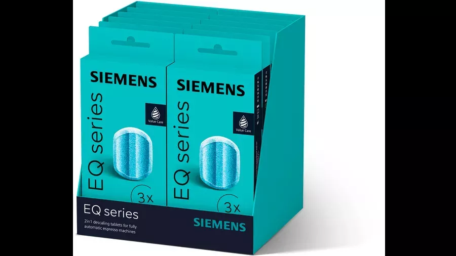Bosch Descaling tablets Descaling tablets for fully automatic coffee machines Siemens A sales display containing 12 packs, 3 x 36g each - 00312115