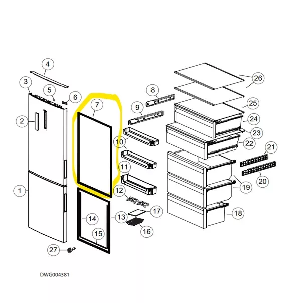 Haier H0060841554A Ref Dr Gasket Assy - Fridge seal/Gasket